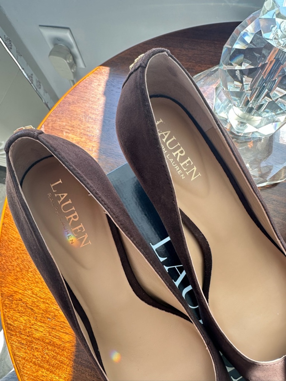Lauren Ralph Lauren Chocolate Brown Suede Point Toe Heels
